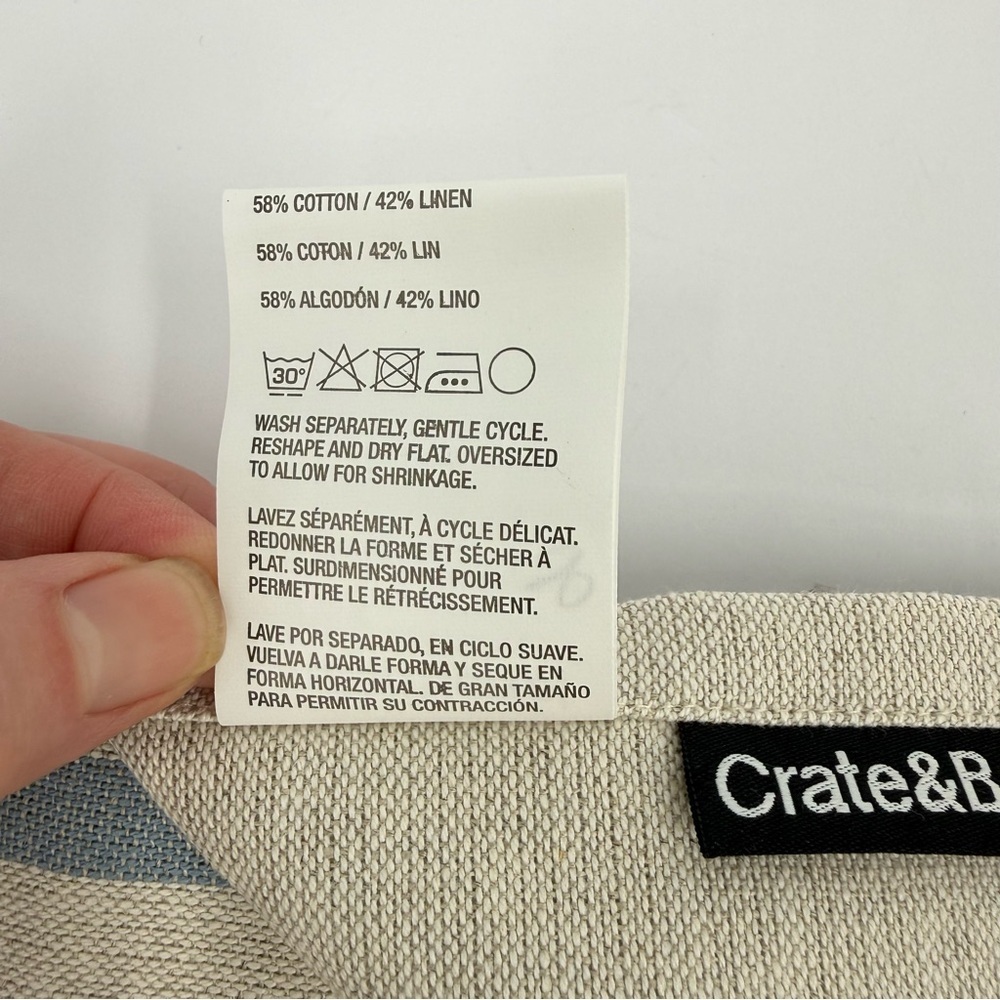 Crate&Barrell Clovis Blue Edge Cotton Linen Tea Kitchen Dish Towels Set of 2 - Picture 8 of 9